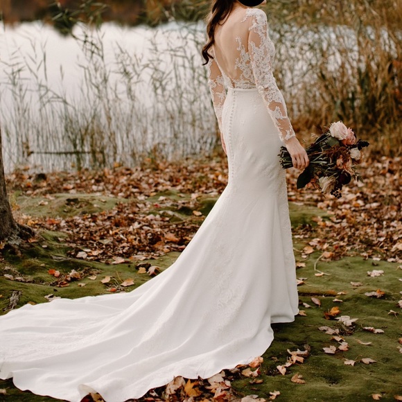 Pronovias x Kleinfeld Illusion Long Sleeve Vicenta Wedding Dress - Picture 2 of 4